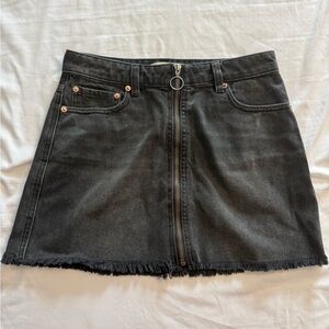 We the Free Black Denim Zip Mini Skirt